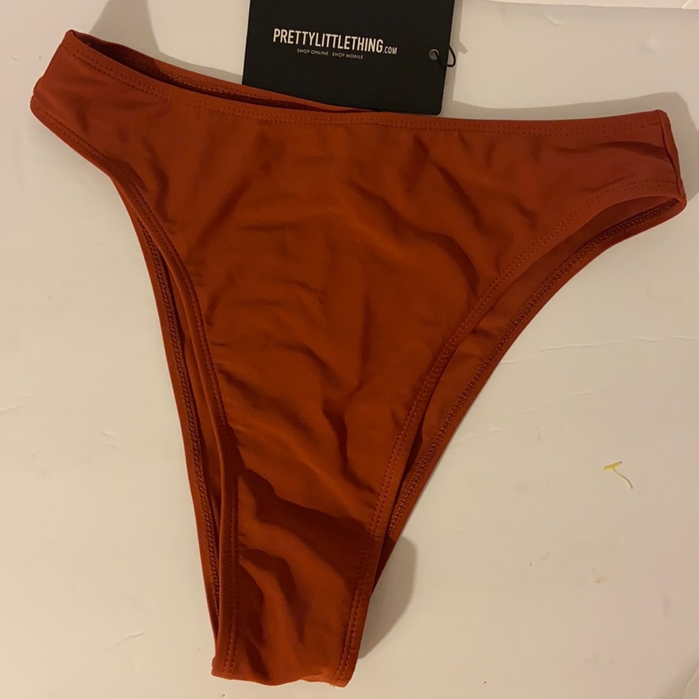 Pretty little thing brown high waisted bikini bottom size US 4 NWT - Picture 1 of 8